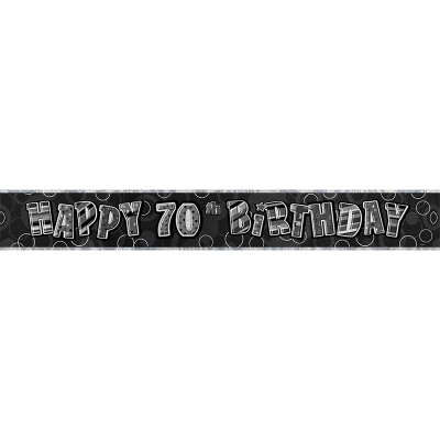 Glitz Birthday Black Foil Banner 70th