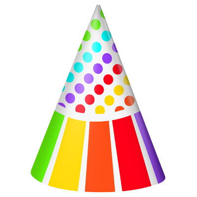 Rainbow Birthday Party Hats 16PK