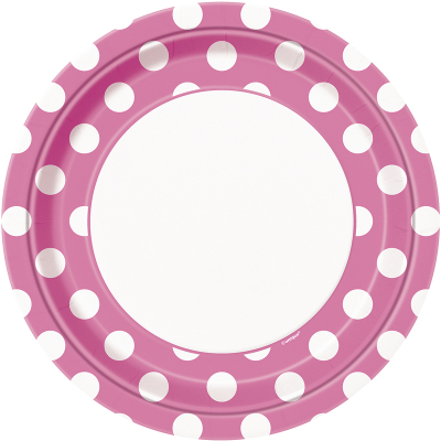 Polka Dots 23cm Plates Hot Pink 8PK