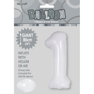 86cm 34 Inch Gaint Number Foil Balloon White 1