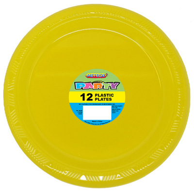 Plastic Around Plates 18cm Yellow 12PK