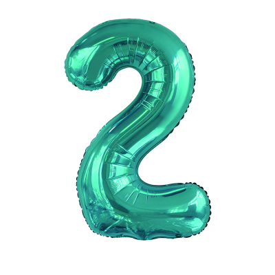 86cm 34 Inch Gaint Number Foil Balloon Teal 2 Inflated with Helium