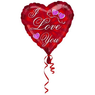45cm Standard Radiating I Love You Foil Balloon Inflated with Helium