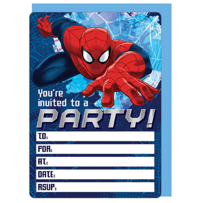 Spiderman Invitation & Envelope 16PK