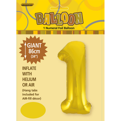 86cm 34 Inch Gaint Numeral Foil Balloon Gold 1