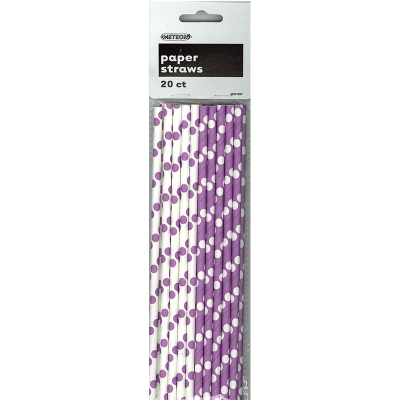 Polka Dots Paper Straws Pretty Purple 20PK