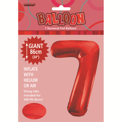 86cm 34 Inch Gaint Number Foil Balloon Red 7