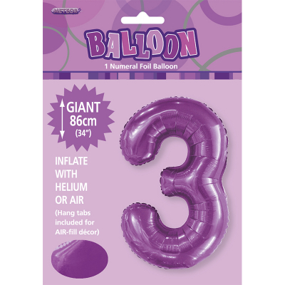 86cm 34 Inch Gaint Number Foil Balloon Purple 3