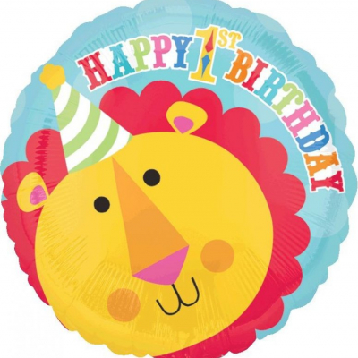 45cm Standard Foil Balloon Fisher Price Lion 1st Birthday Circus