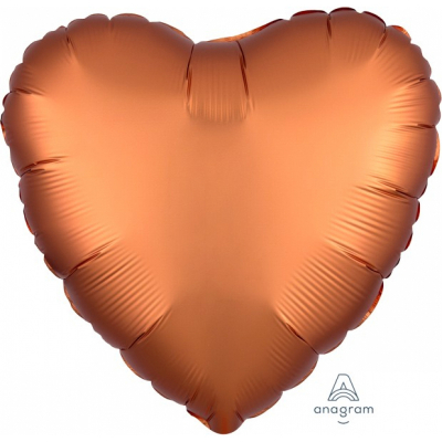 45cm Heart Foil Balloon Satin Amber Inflated with Helium