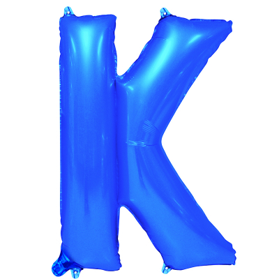 86cm 34 Inch Gaint Alphabet Letter Foil Balloon Royal Blue K Inflated with Helium