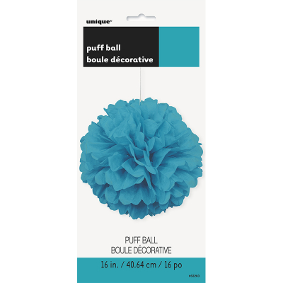 Hanging Puff Ball Decoration 40cm Teal
