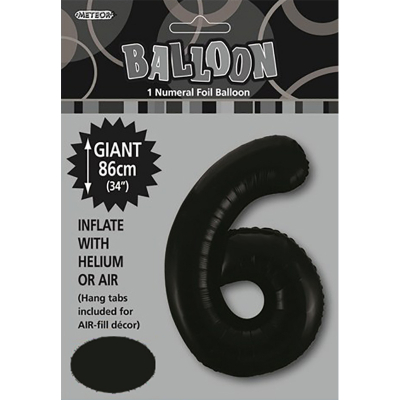 86cm 34 Inch Gaint Numeral Foil Balloon Black 6