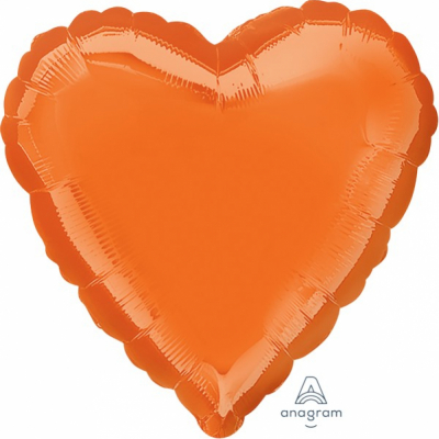 45cm Heart Foil Balloon Orange Inflated with Helium