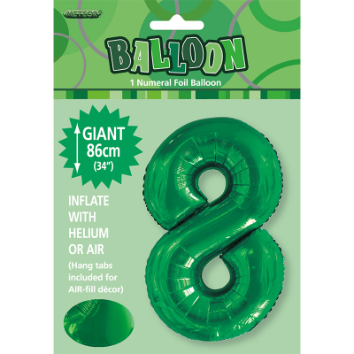 86cm 34 Inch Gaint Number Foil Balloon Dark Green 8