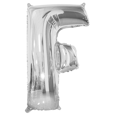 86cm 34 Inch Gaint Alphabet Letter Foil Balloon Silver F Inflated with Helium