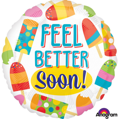 45cm Standard Feel Better Soon Popsicle Foil Balloon Inflated with Helium