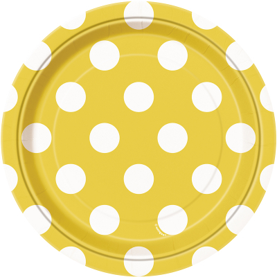 Polka Dots 17cm Plates Sunflower Yellow 8PK