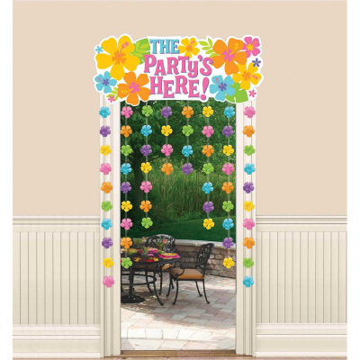 Summer Luau Hibiscus Door Curtain