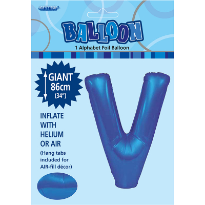 86cm 34 Inch Gaint Alphabet Foil Balloon Royal Blue V