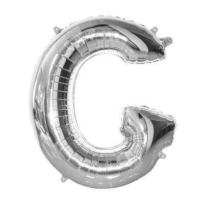 86cm 34 Inch Gaint Alphabet Letter Foil Balloon Silver G Inflated with Helium