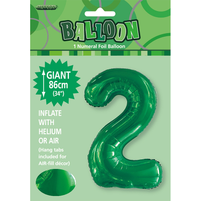 86cm 34 Inch Gaint Number Foil Balloon Dark Green 2