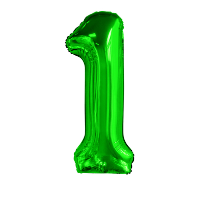 86cm 34 Inch Gaint Number Foil Balloon Dark Green 1 Inflated with Helium