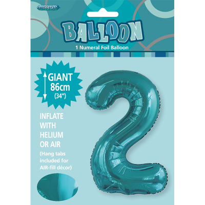 86cm 34 Inch Gaint Number Foil Balloon Teal 2