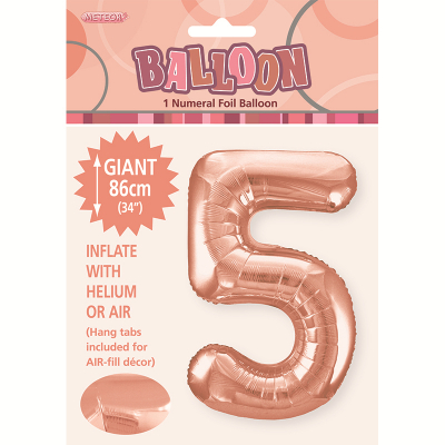 86cm 34 Inch Gaint Number Foil Balloon Rose Gold 5