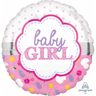45cm Standard Baby Girl Scallop Foil Balloon Inflated with Helium