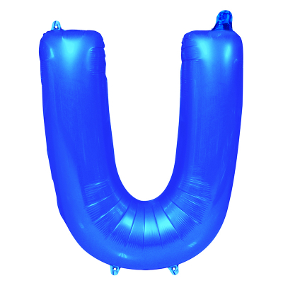 86cm 34 Inch Gaint Alphabet Letter Foil Balloon Royal Blue U Inflated with Helium