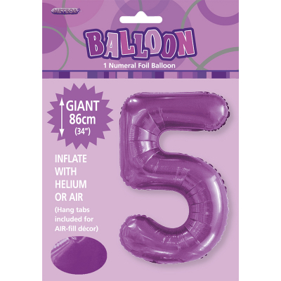 86cm 34 Inch Gaint Number Foil Balloon Purple 5