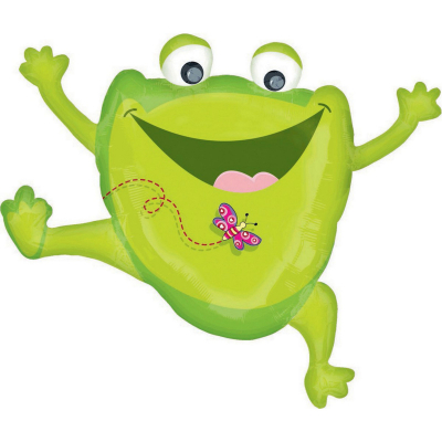 Supershape Leaping Frog Foil Balloon Inflated with Helium