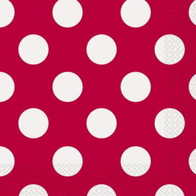 Polka Dots Luncheon Napkins Ruby Red 16PK
