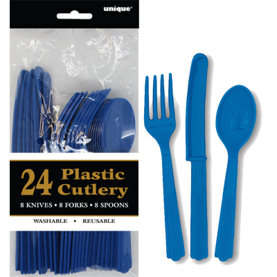 Cutlery Royal Blue Inc Fork Spoon Knife 24PK