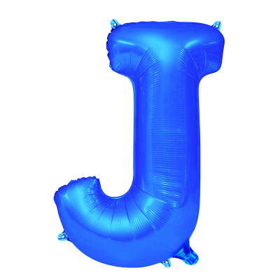 86cm 34 Inch Gaint Alphabet Letter Foil Balloon Royal Blue J Inflated with Helium