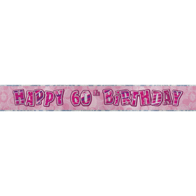 Glitz Birthday Pink Foil Banner 60th
