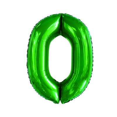 86cm 34 Inch Gaint Number Foil Balloon Dark Green 0 Inflated with Helium