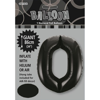 86cm 34 Inch Gaint Numeral Foil Balloon Black 0