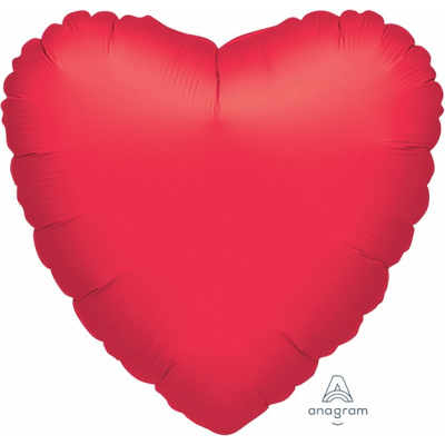 81cm Heart Foil Balloon Red Inflated with Helium