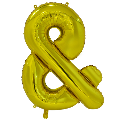 86cm 34 Inch Gaint Foil Balloon Gold "&" Ampersand Sign Inflated with Helium