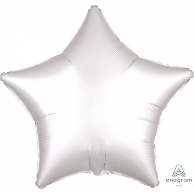 45cm Star Foil Balloon Satin White Inflated with Helium
