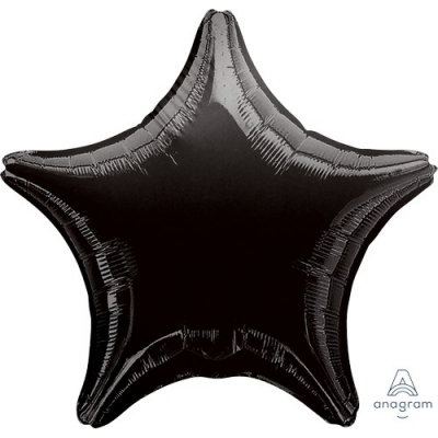 45cm Star Foil Balloon Black Inflated with Helium