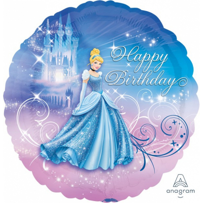 45cm Standard Cinderella Happy Birthday Foil Balloon Inflated with Helium