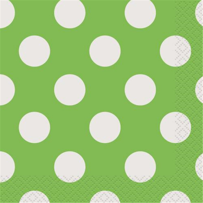 Polka Dots Beverage Napkins Lime Green 16PK