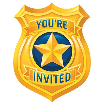 Police Party Invitations You're Invited Shaped 8PK