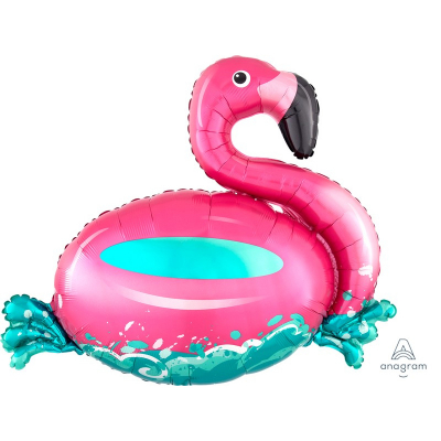 Supershape Floating Flamingo Foil Balloon Inflated with Helium
