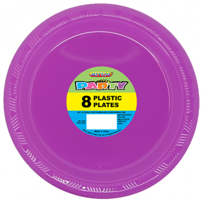 Plastic Around Plates 23cm Purple 8PK