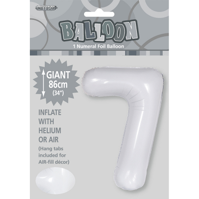 86cm 34 Inch Gaint Number Foil Balloon White 7