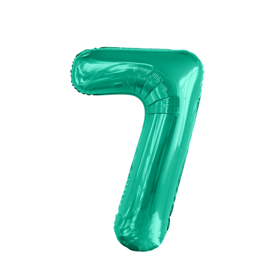 86cm 34 Inch Gaint Number Foil Balloon Teal 7 Inflated with Helium
